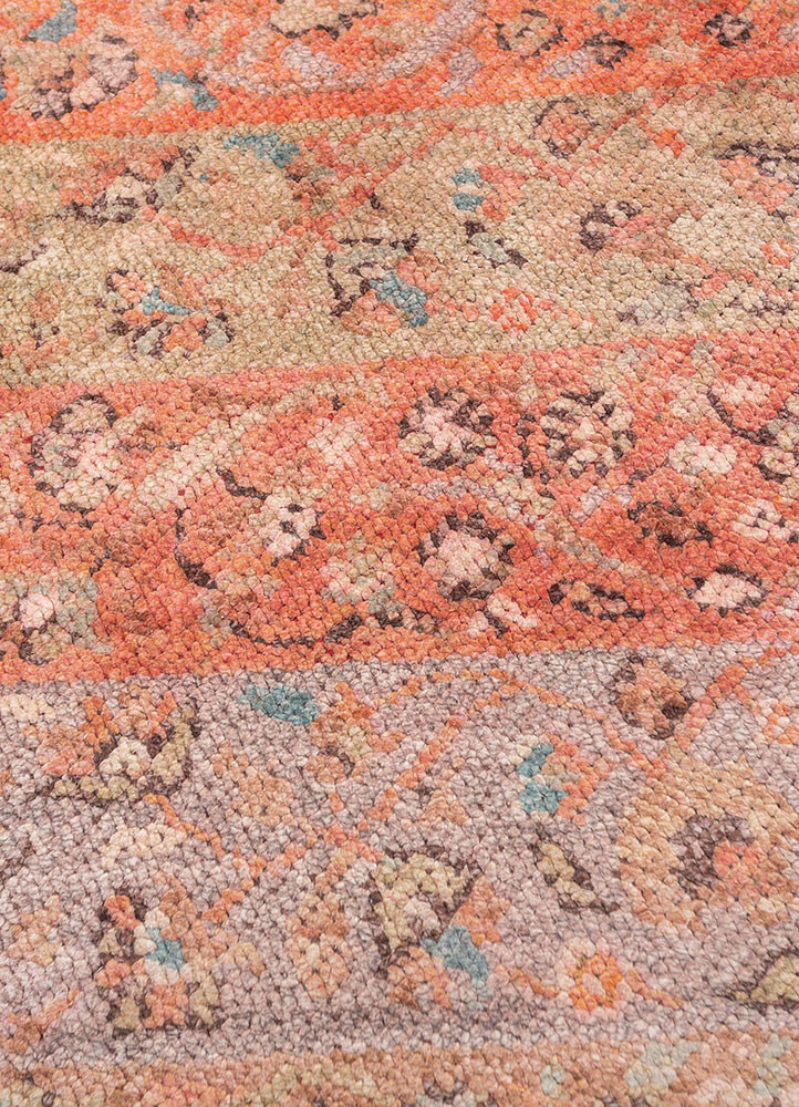 far pavilions red and orange wool and silk hand knotted Rug - CloseUp far pavilions red and orange wool and silk hand knotted Rug - CloseUp