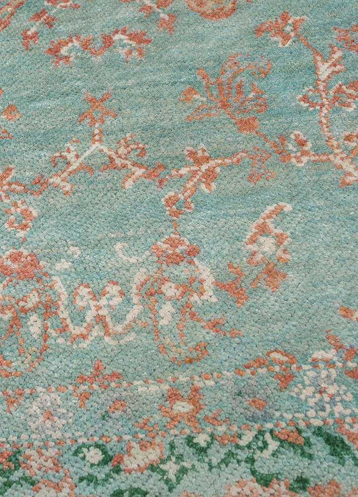 aprezo blue wool and silk hand knotted Rug - CloseUp aprezo blue wool and silk hand knotted Rug - CloseUp
