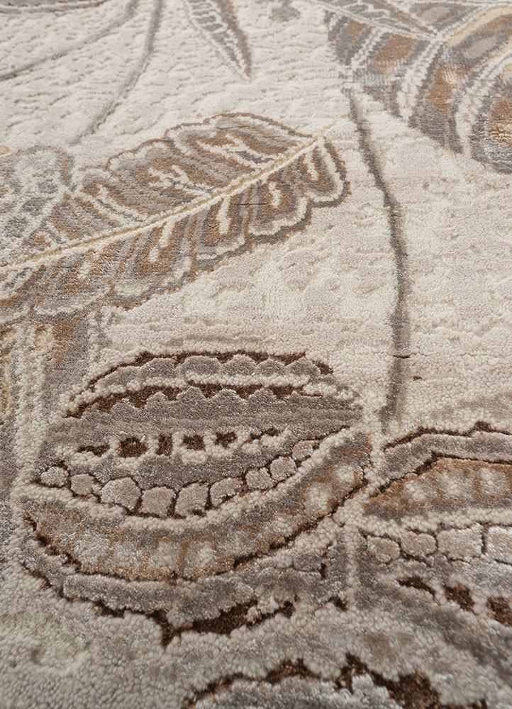 pansy ivory wool and bamboo silk hand knotted Rug - CloseUp pansy ivory wool and bamboo silk hand knotted Rug - CloseUp