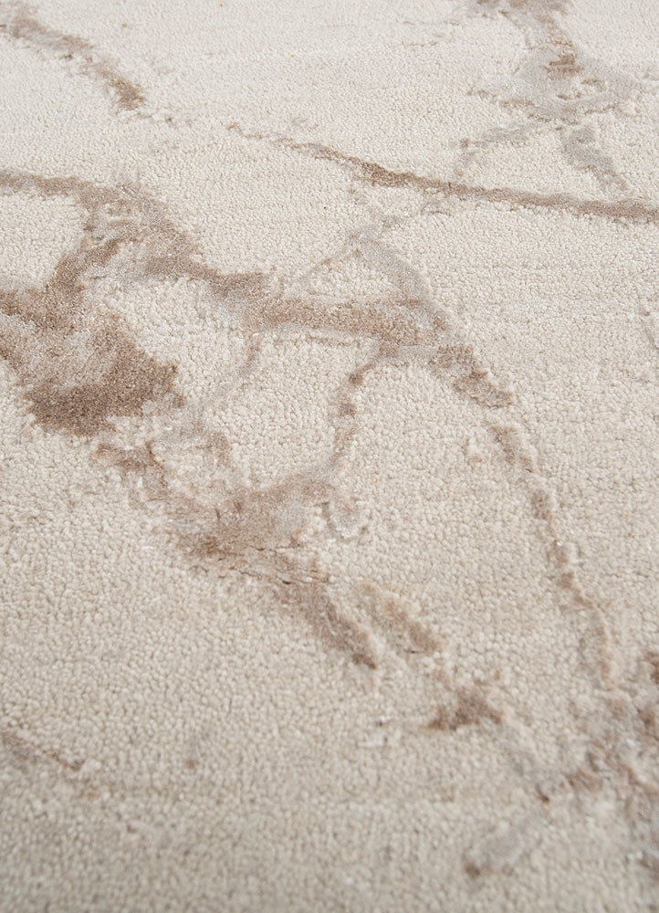 urban pause by kavi ivory wool and bamboo silk hand knotted Rug - CloseUp