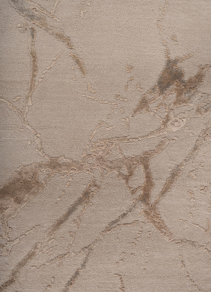 urban pause by kavi ivory wool and bamboo silk hand knotted Rug - CloseUp