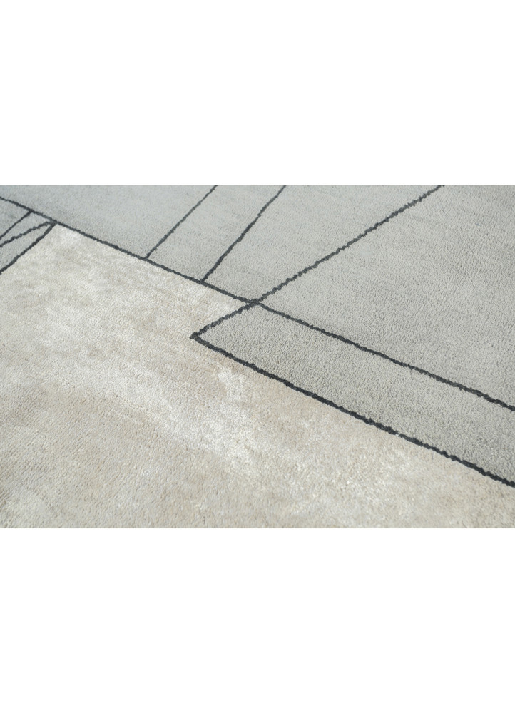 aakar by kavi grey and black wool and bamboo silk hand knotted Rug - CloseUp aakar by kavi grey and black wool and bamboo silk hand knotted Rug - CloseUp