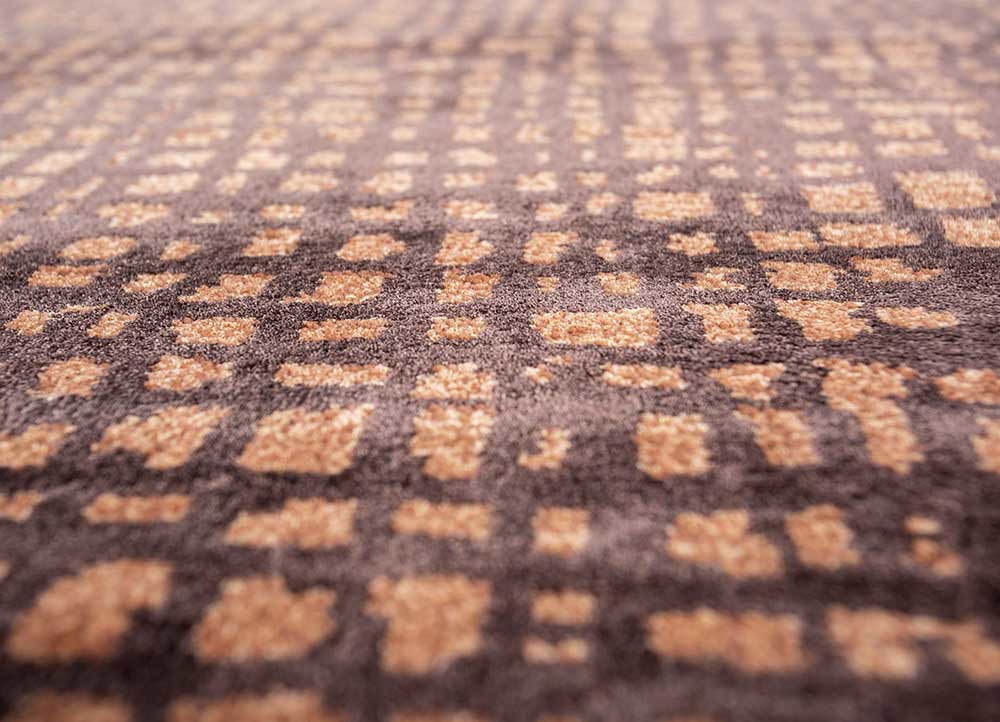 chaos theory by kavi beige and brown wool and bamboo silk hand knotted Rug - CloseUp