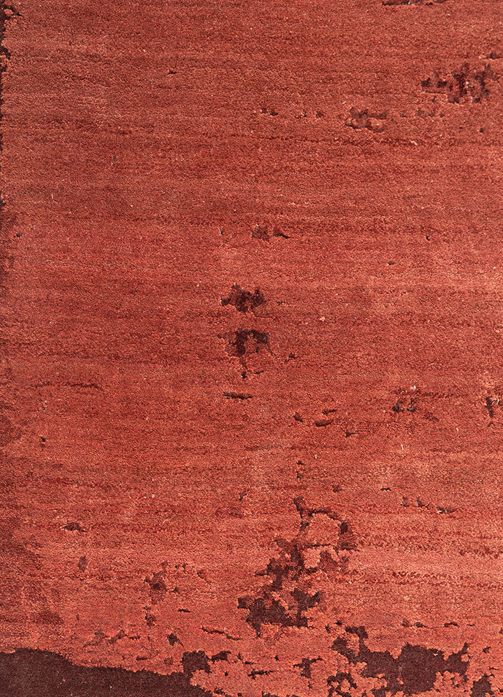 unfold by kavi red and orange wool and bamboo silk hand knotted Rug - CloseUp unfold by kavi red and orange wool and bamboo silk hand knotted Rug - CloseUp