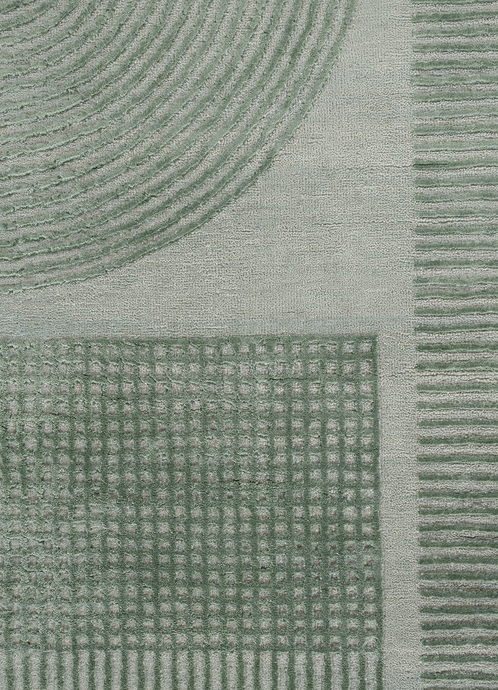 unfold by kavi blue wool and bamboo silk hand knotted Rug - CloseUp