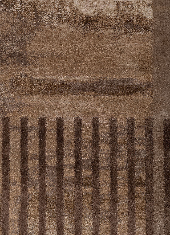 aakar by kavi beige and brown wool and bamboo silk hand knotted Rug - CloseUp aakar by kavi beige and brown wool and bamboo silk hand knotted Rug - CloseUp