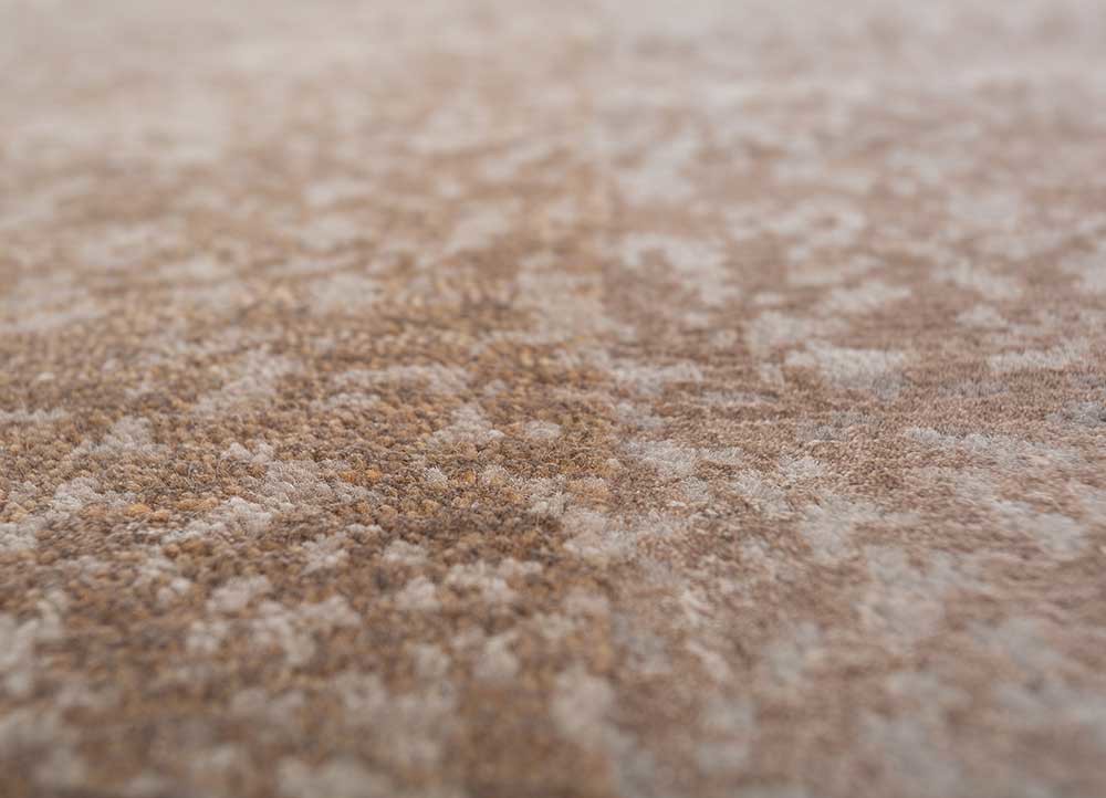 aakar by kavi beige and brown wool and bamboo silk hand knotted Rug - CloseUp