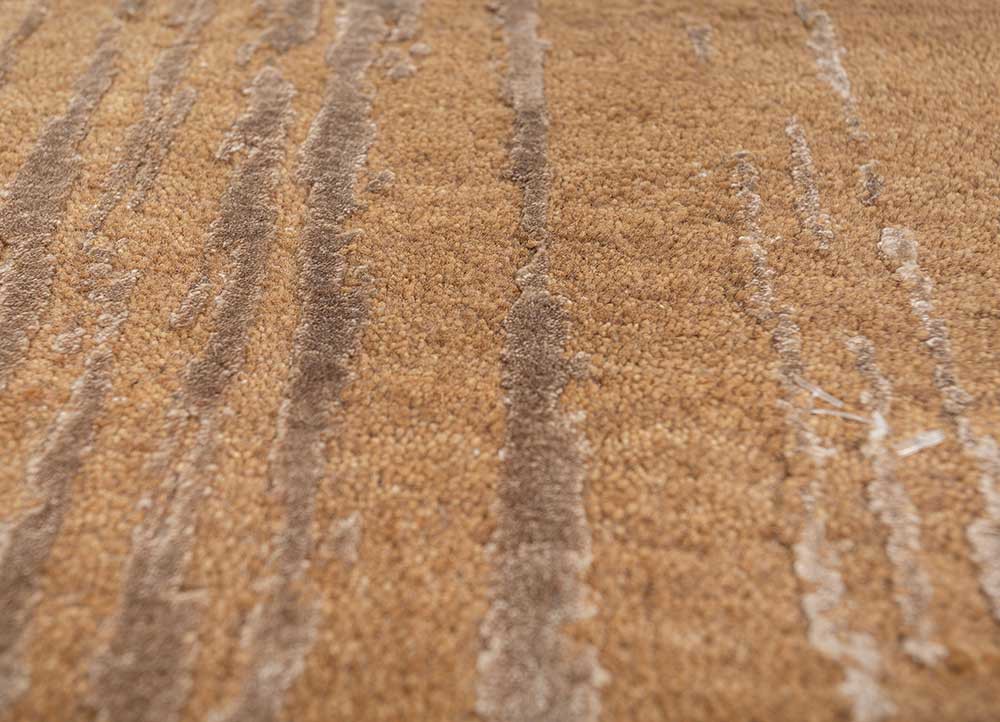 free verse by kavi beige and brown wool and bamboo silk hand knotted Rug - CloseUp