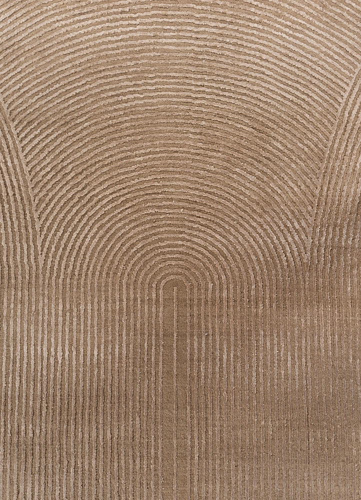 aprezo beige and brown wool and bamboo silk hand knotted Rug - CloseUp