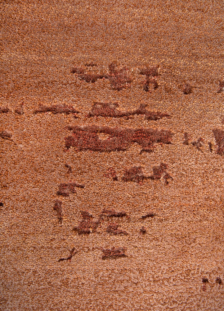 aakar by kavi red and orange wool and bamboo silk hand knotted Rug - CloseUp