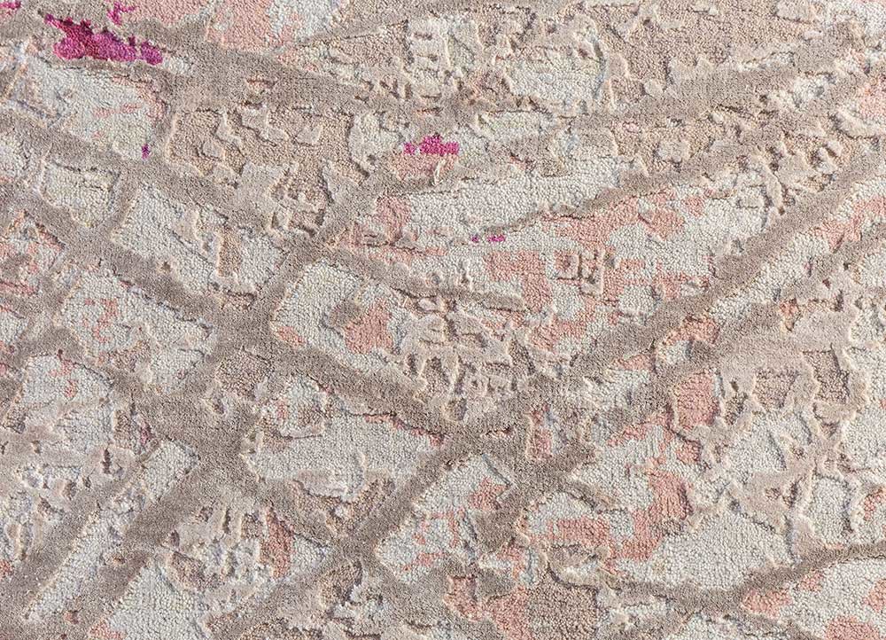 chaos theory by kavi ivory wool and bamboo silk hand knotted Rug - CloseUp chaos theory by kavi ivory wool and bamboo silk hand knotted Rug - CloseUp