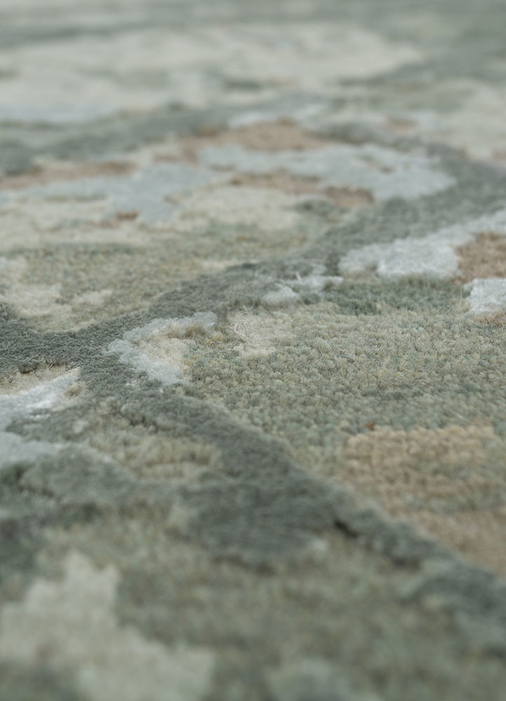 chaos theory by kavi green wool and bamboo silk hand knotted Rug - CloseUp chaos theory by kavi green wool and bamboo silk hand knotted Rug - CloseUp
