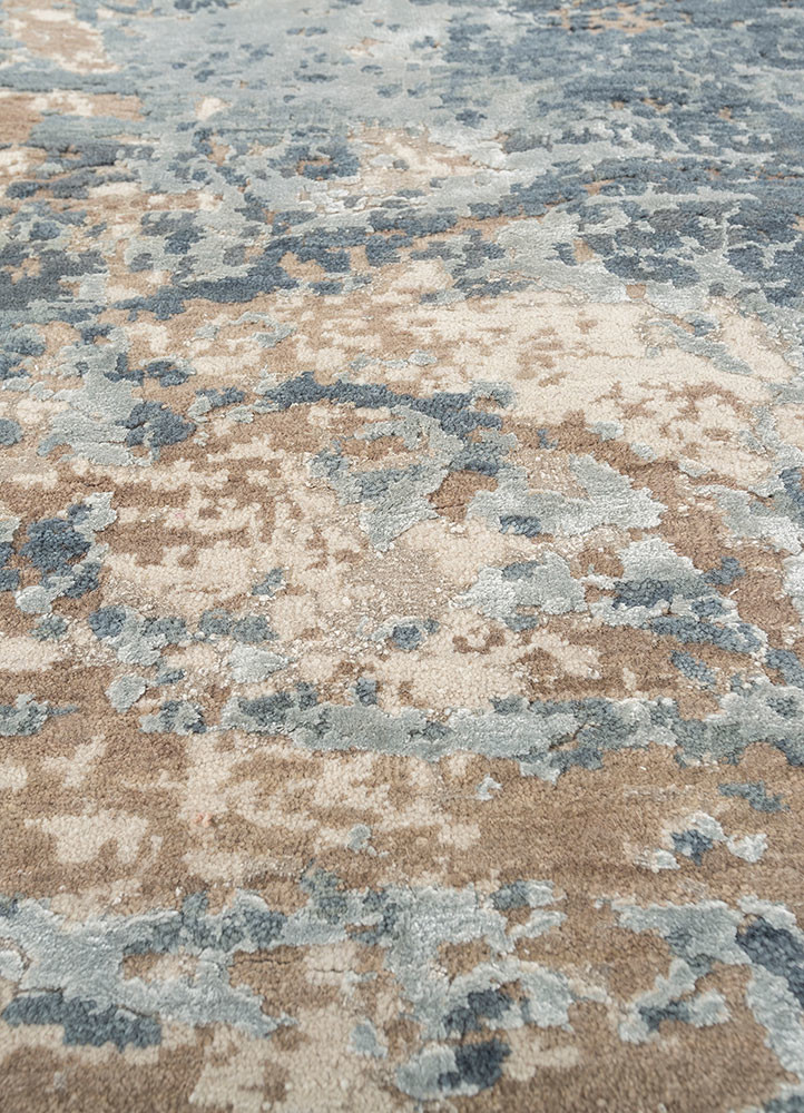 chaos theory by kavi beige and brown wool and bamboo silk hand knotted Rug - CloseUp chaos theory by kavi beige and brown wool and bamboo silk hand knotted Rug - CloseUp