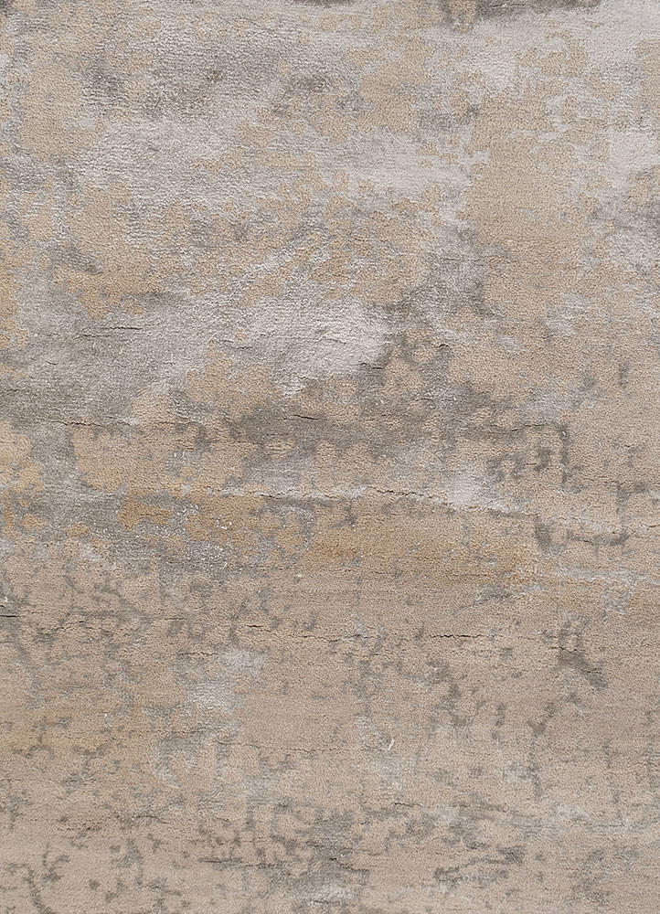 chaos theory by kavi grey and black wool and bamboo silk hand knotted Rug - CloseUp