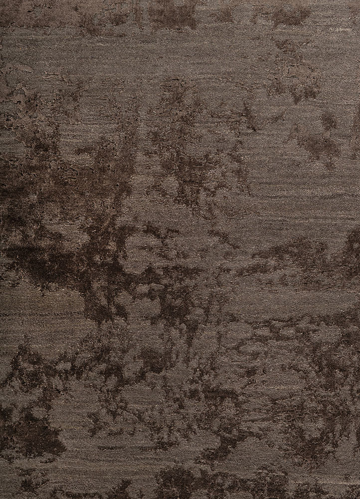 project error by kavi grey and black wool and bamboo silk hand knotted Rug - CloseUp