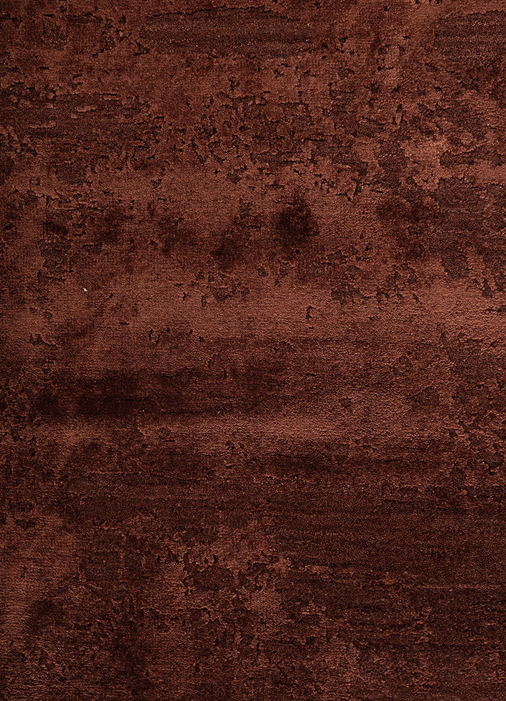 project error by kavi red and orange wool and bamboo silk hand knotted Rug - CloseUp