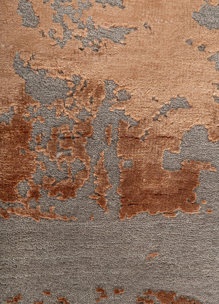 project error by kavi grey and black wool and bamboo silk hand knotted Rug - CloseUp