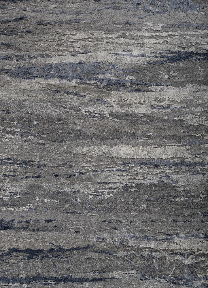 chaos theory by kavi grey and black wool and bamboo silk hand knotted Rug - CloseUp chaos theory by kavi grey and black wool and bamboo silk hand knotted Rug - CloseUp