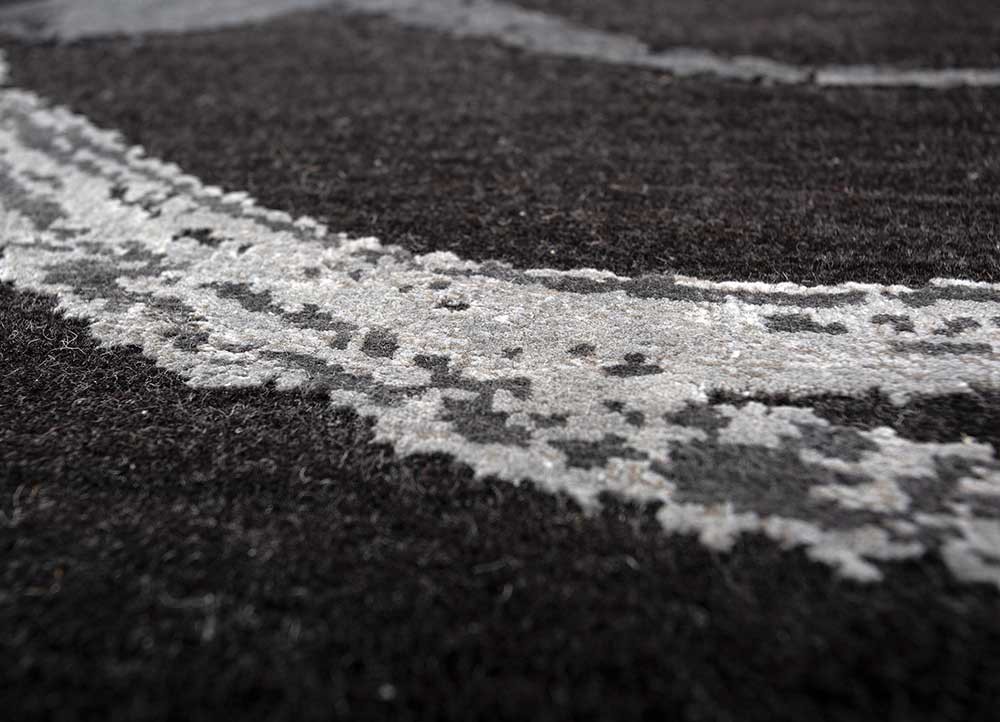 free verse by kavi blue wool and bamboo silk hand knotted Rug - CloseUp