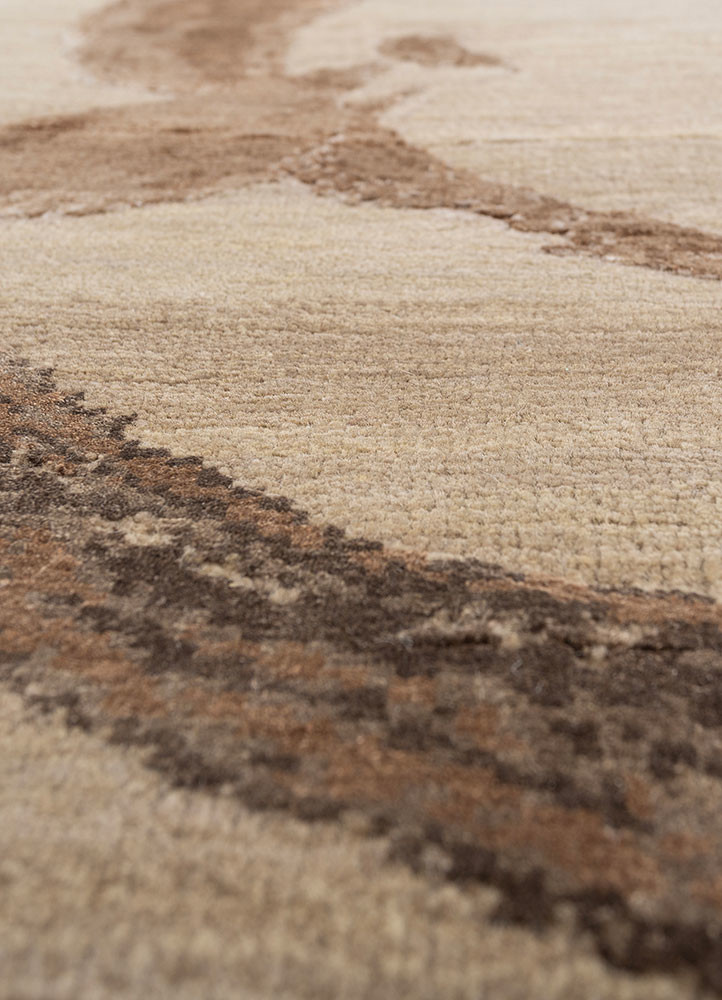 free verse by kavi beige and brown wool and bamboo silk hand knotted Rug - CloseUp free verse by kavi beige and brown wool and bamboo silk hand knotted Rug - CloseUp