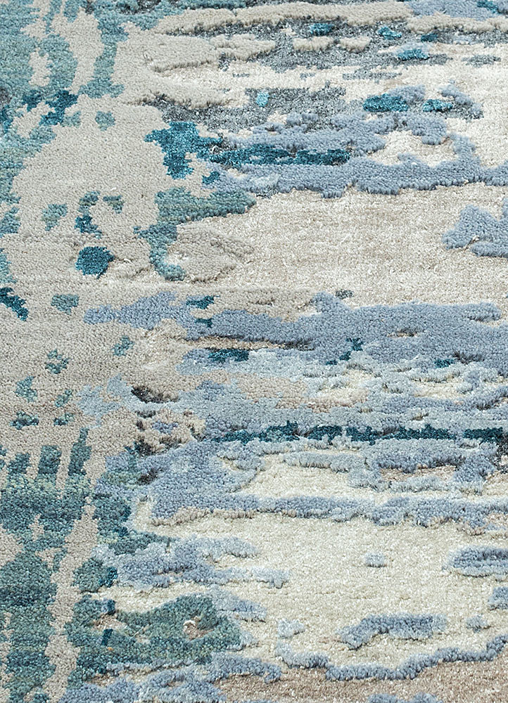 project error by kavi blue wool and bamboo silk hand knotted Rug - CloseUp project error by kavi blue wool and bamboo silk hand knotted Rug - CloseUp