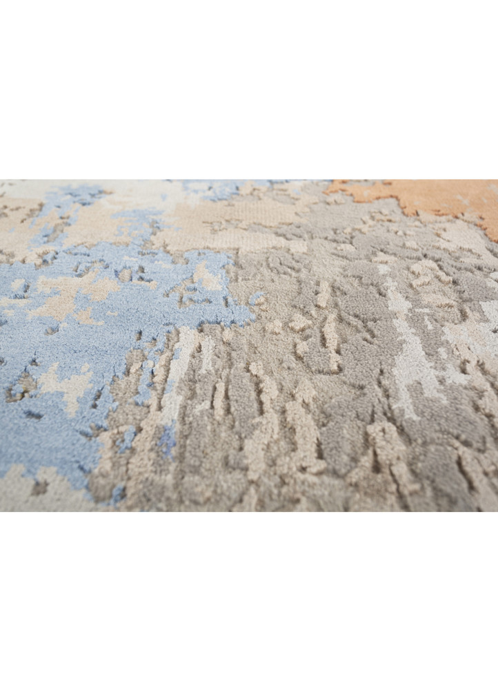 project error by kavi grey and black wool and bamboo silk hand knotted Rug - CloseUp