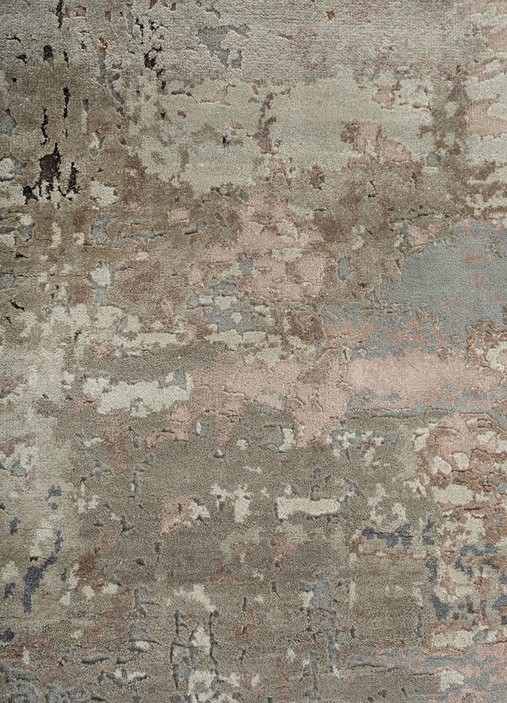 project error by kavi blue wool and bamboo silk hand knotted Rug - CloseUp