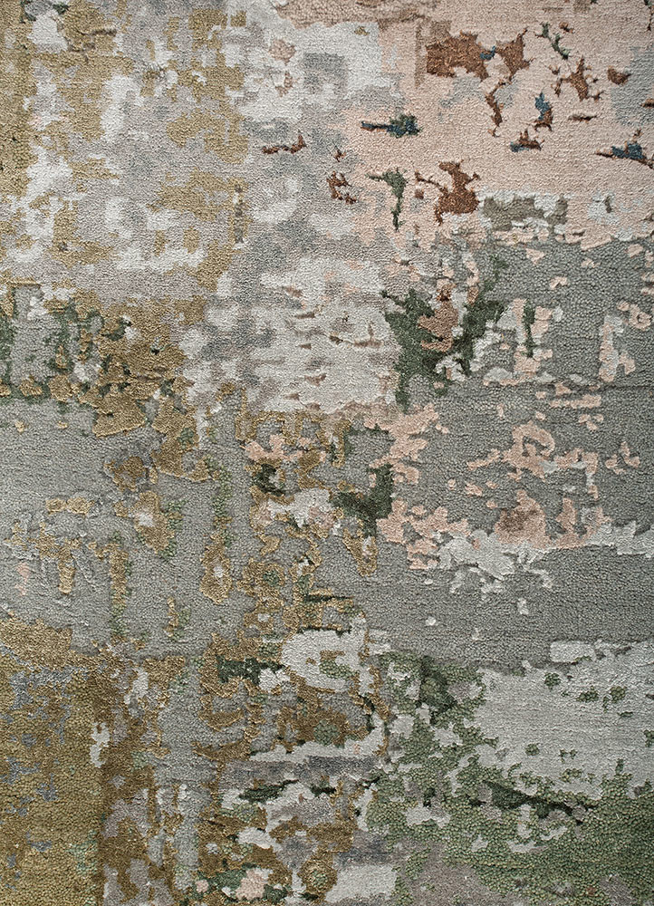 project error by kavi blue wool and bamboo silk hand knotted Rug - CloseUp
