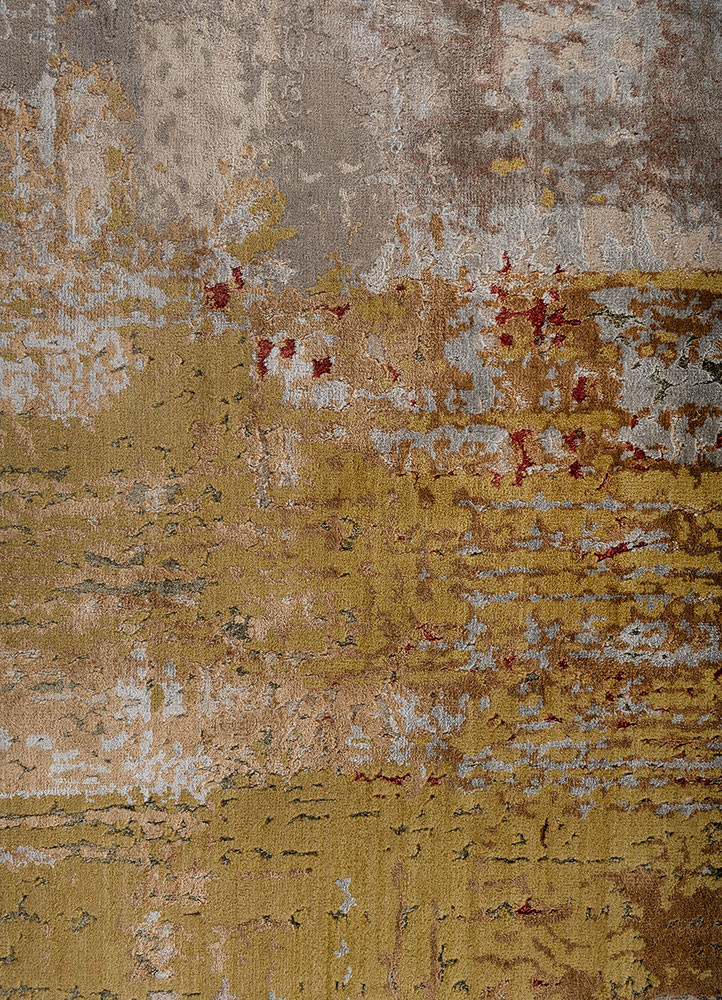 chaos theory by kavi grey and black wool and bamboo silk hand knotted Rug - CloseUp