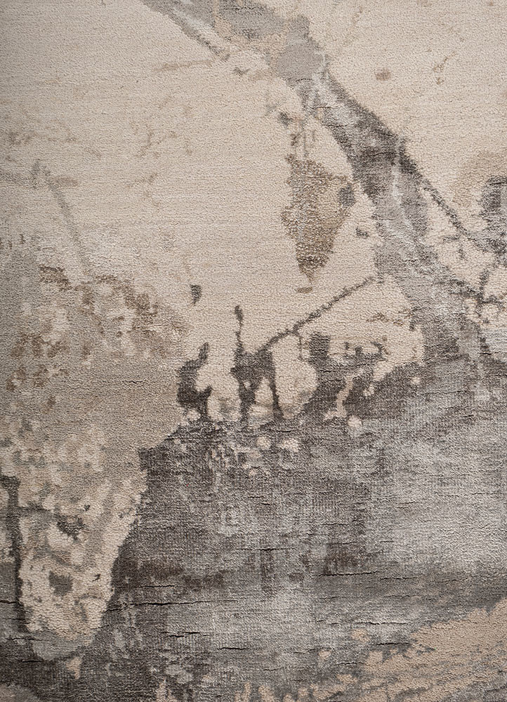 free verse by kavi ivory wool and bamboo silk hand knotted Rug - CloseUp