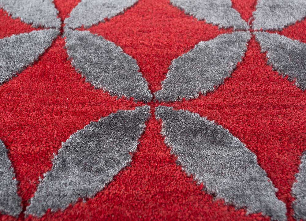 aakar by kavi red and orange wool and bamboo silk hand knotted Rug - CloseUp aakar by kavi red and orange wool and bamboo silk hand knotted Rug - CloseUp