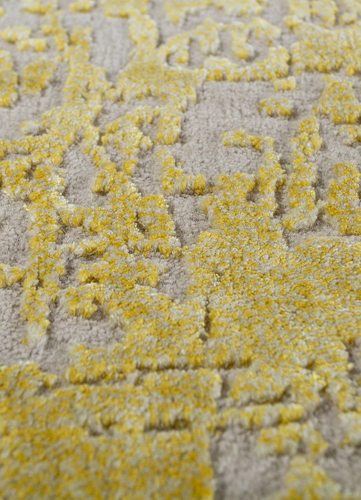 chaos theory by kavi ivory wool and bamboo silk hand knotted Rug - CloseUp