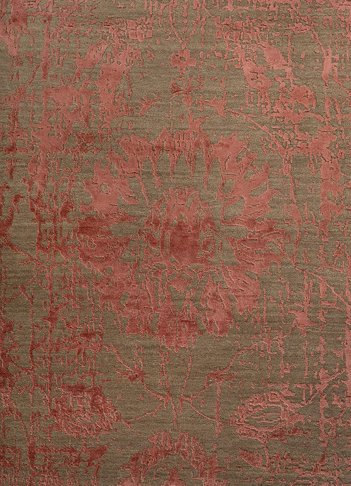 chaos theory by kavi beige and brown wool and bamboo silk hand knotted Rug - CloseUp