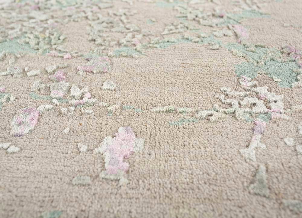 hidden by kavi grey and black wool and bamboo silk hand knotted Rug - CloseUp