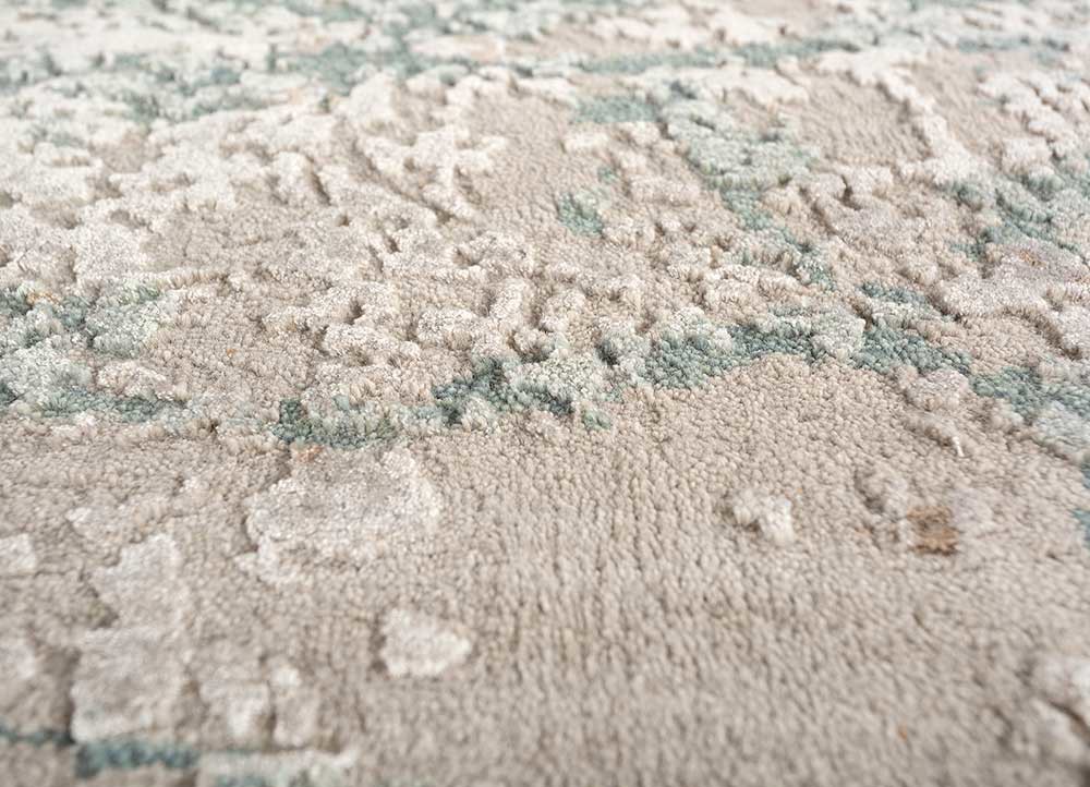 hidden by kavi grey and black wool and bamboo silk hand knotted Rug - CloseUp