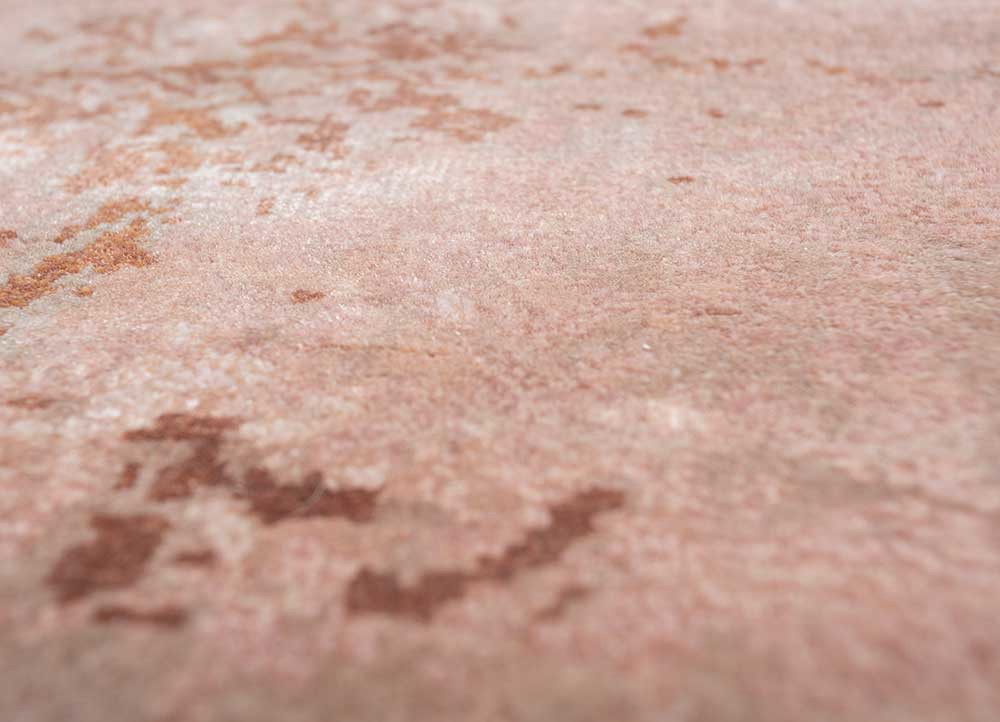 hidden by kavi red and orange wool and bamboo silk hand knotted Rug - CloseUp