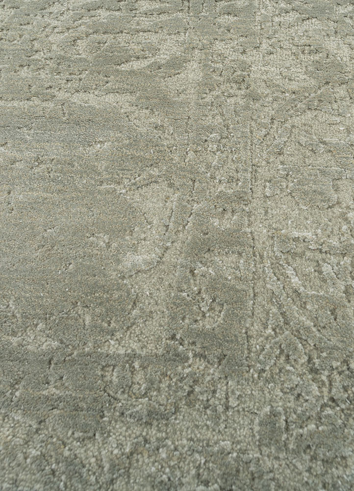 hidden by kavi green wool and bamboo silk hand knotted Rug - CloseUp hidden by kavi green wool and bamboo silk hand knotted Rug - CloseUp