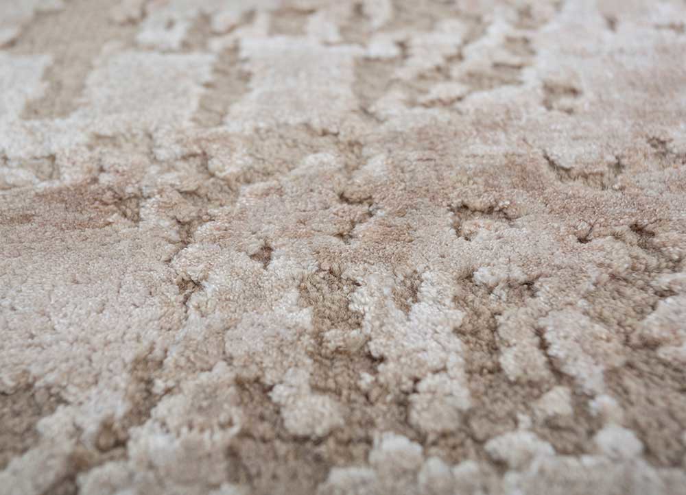 chaos theory by kavi beige and brown wool and bamboo silk hand knotted Rug - CloseUp