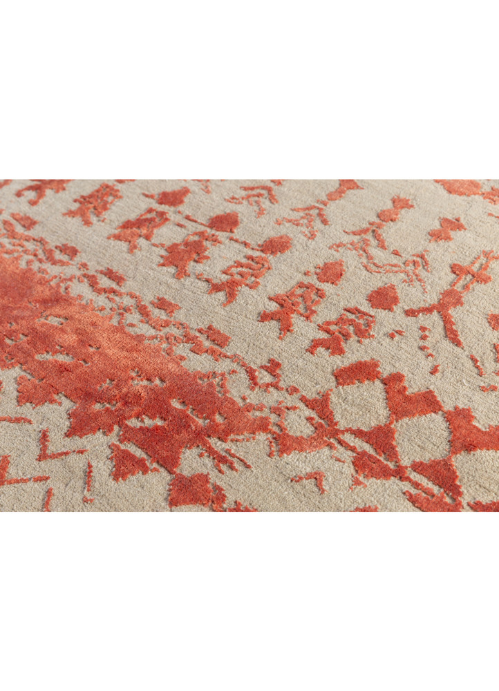 project error by kavi beige and brown wool and bamboo silk hand knotted Rug - CloseUp