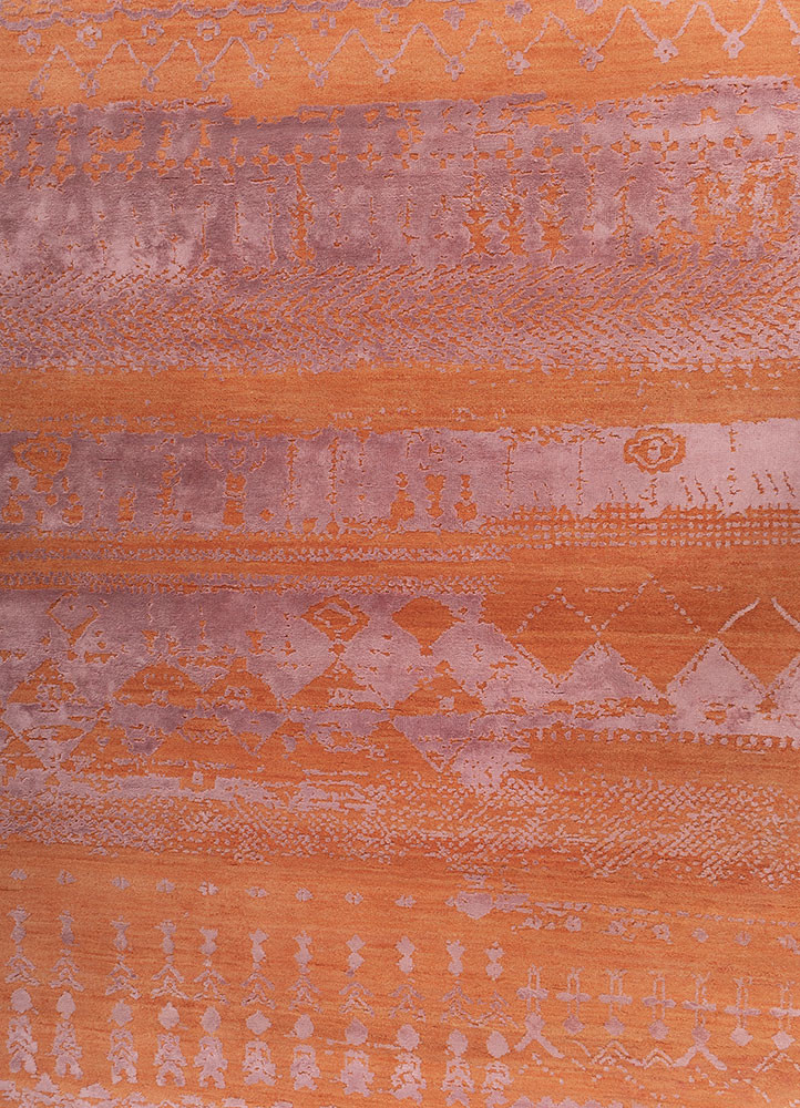 aprezo red and orange wool and bamboo silk hand knotted Rug - CloseUp aprezo red and orange wool and bamboo silk hand knotted Rug - CloseUp