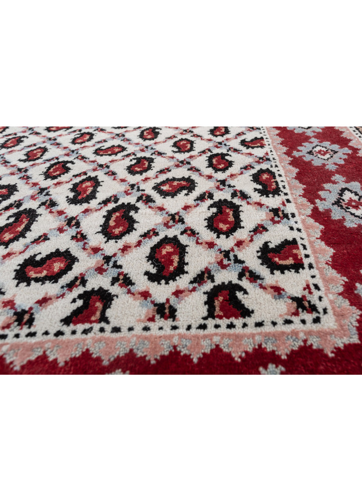 gilded age ivory wool and bamboo silk hand knotted Rug - CloseUp gilded age ivory wool and bamboo silk hand knotted Rug - CloseUp