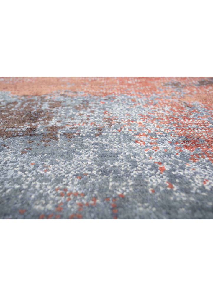 afterglow by kavi red and orange wool and bamboo silk hand knotted Rug - CloseUp