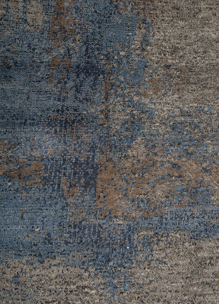 afterglow by kavi beige and brown wool and bamboo silk hand knotted Rug - CloseUp