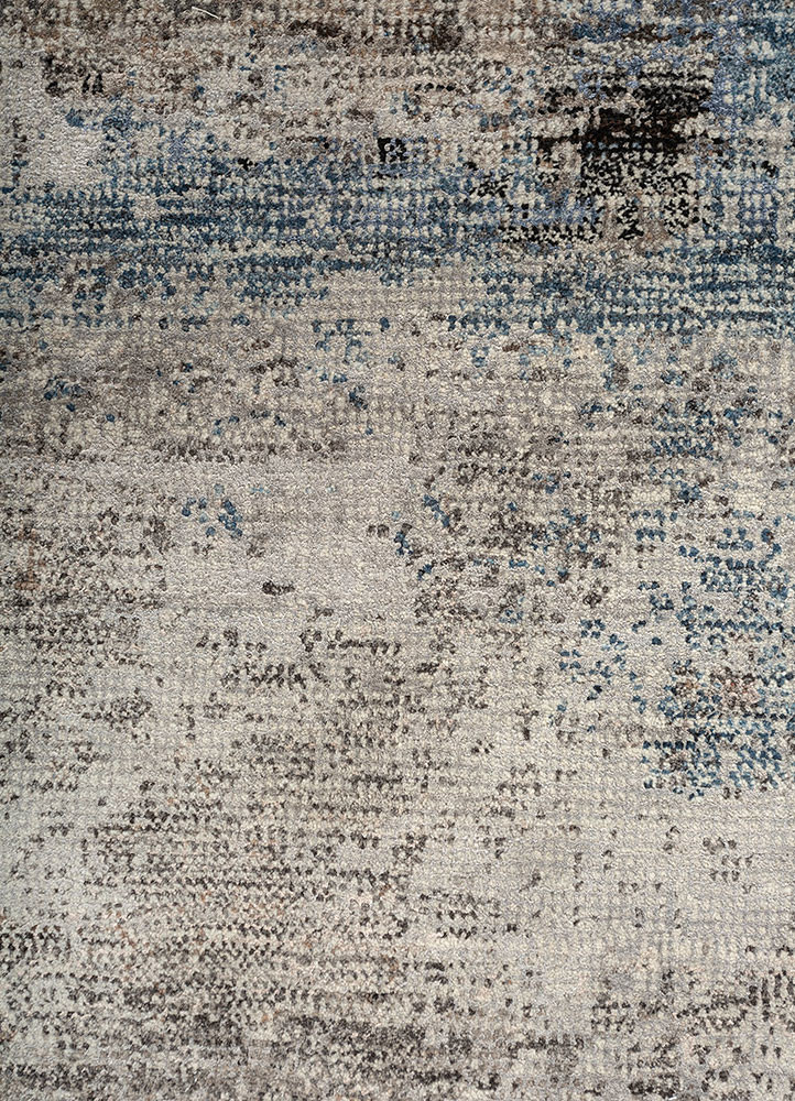 afterglow by kavi grey and black wool and bamboo silk hand knotted Rug - CloseUp