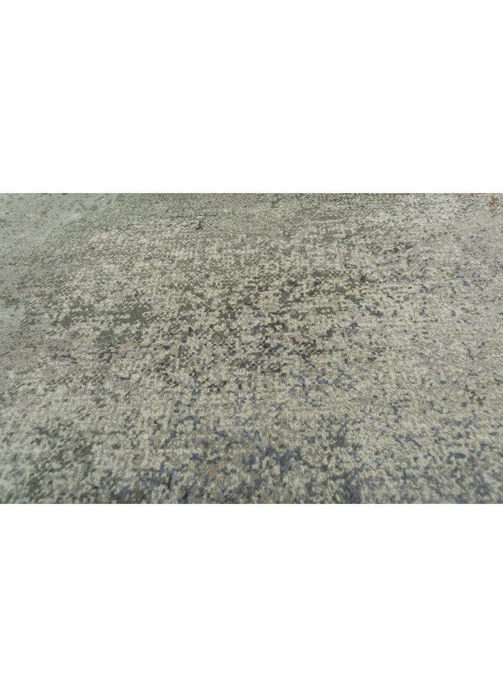 afterglow by kavi green wool and bamboo silk hand knotted Rug - CloseUp