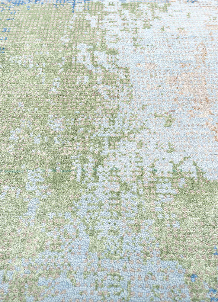 afterglow by kavi grey and black wool and bamboo silk hand knotted Rug - CloseUp