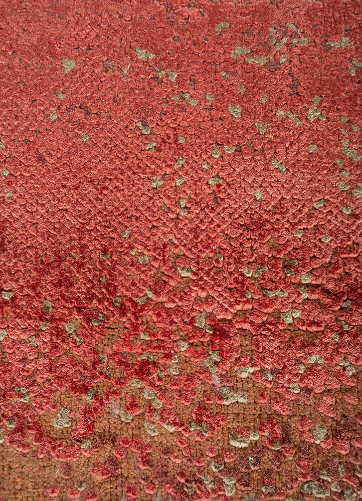 afterglow by kavi red and orange wool and bamboo silk hand knotted Rug - CloseUp afterglow by kavi red and orange wool and bamboo silk hand knotted Rug - CloseUp