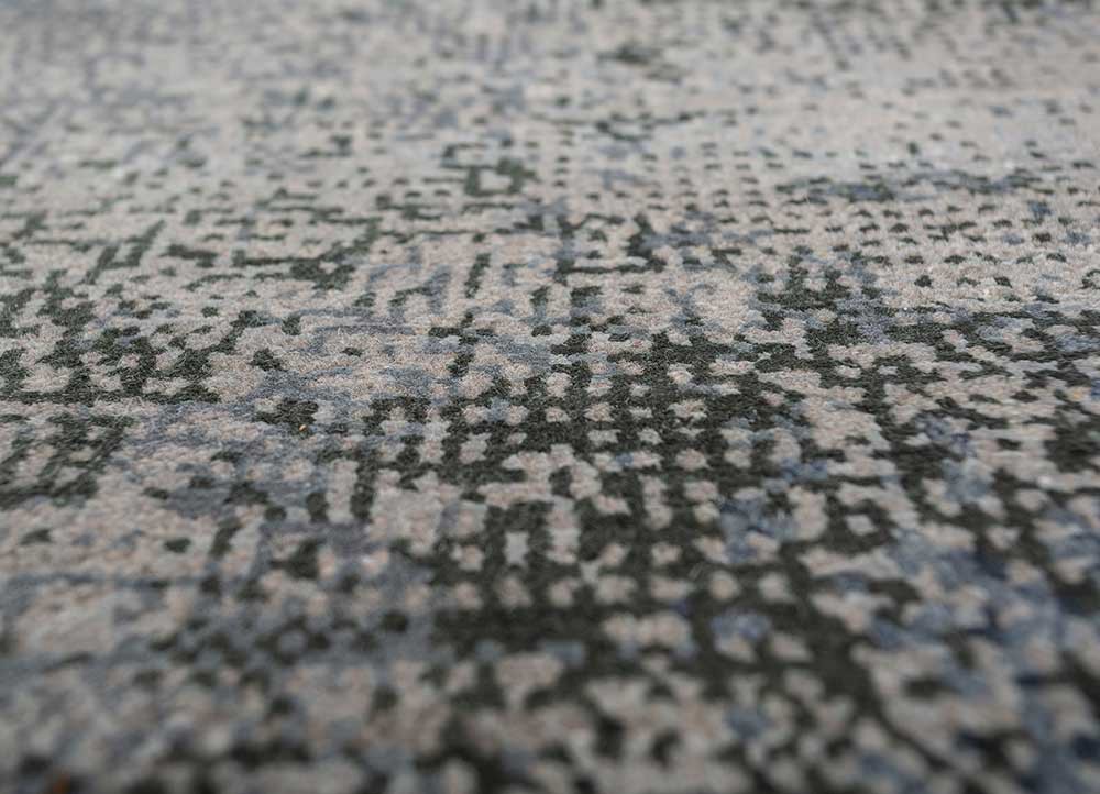 afterglow by kavi grey and black wool and bamboo silk hand knotted Rug - CloseUp