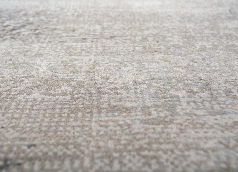 afterglow by kavi grey and black wool and bamboo silk hand knotted Rug - CloseUp