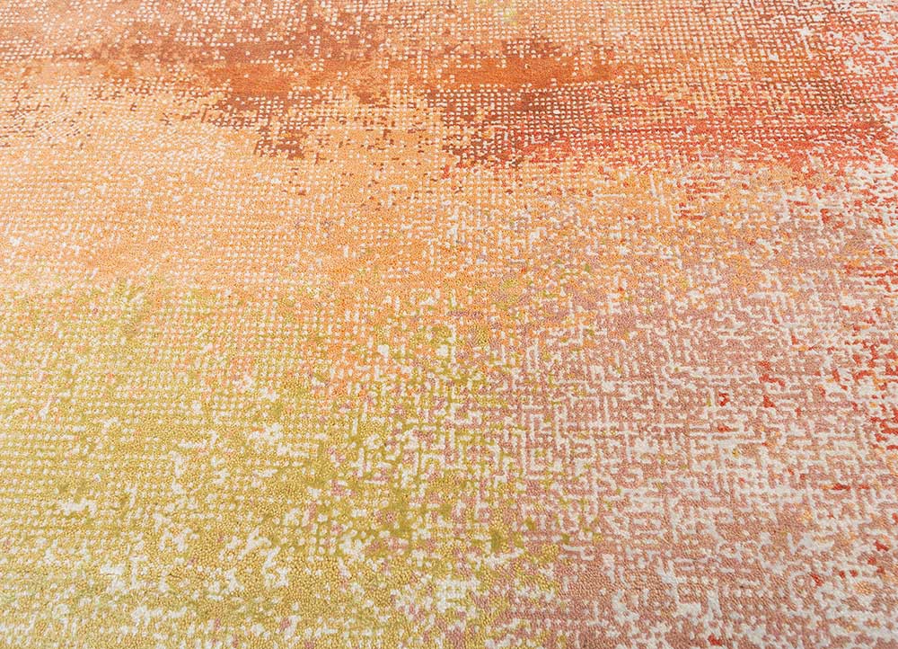 afterglow by kavi ivory wool and bamboo silk hand knotted Rug - CloseUp